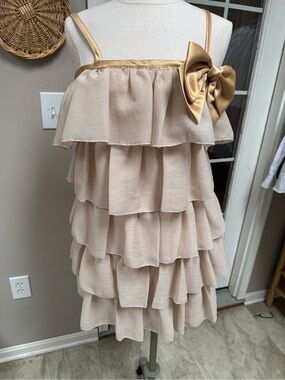 Erin Fetherston for Target Tiered Ruffle Mini Dress Gold Bow XS 🎀